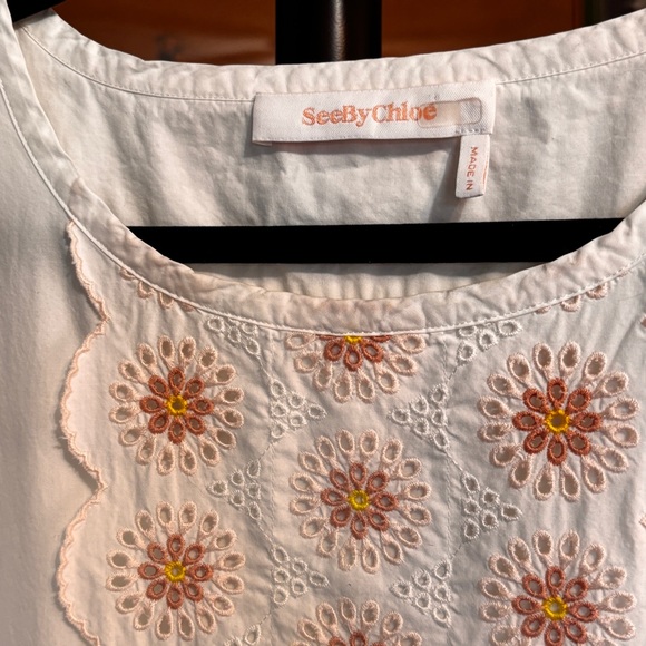 SEE BY CHLOE: Embroidered Cotton Dress - Picture 3 of 7